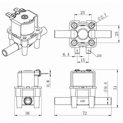 Elektromagnetinis vožtuvas 12V - 0.02 ~ 0,8 MPA - 9.4 mm -