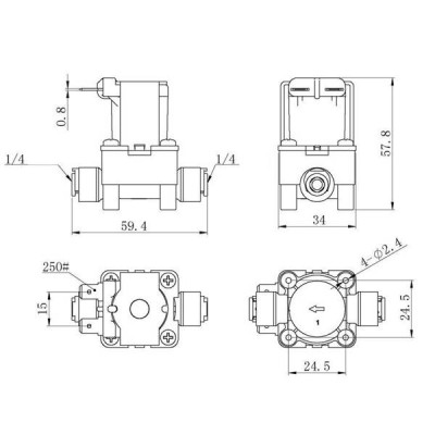 Elektromagnetinis vožtuvas 12V - 0.02 ~ 0,8 MPA - 1/4" greitoji