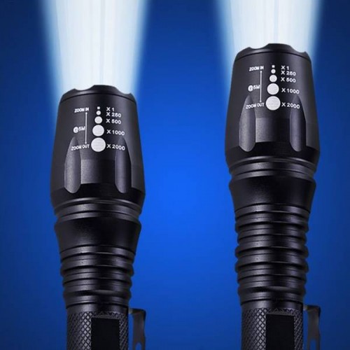 T6 LED taktinis žibintuvėlis - ZOOM SOS stroboskopas -