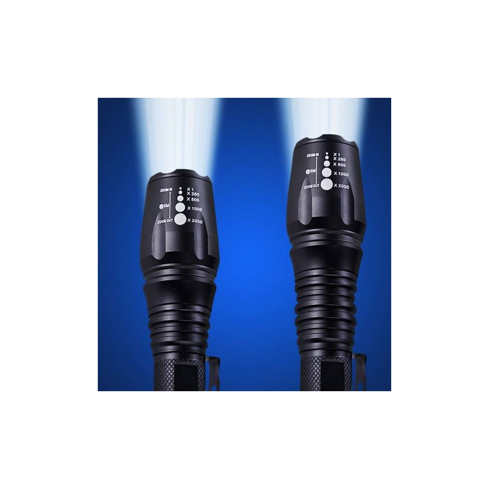 T6 LED taktinis žibintuvėlis - ZOOM SOS stroboskopas -