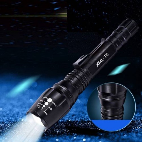 T6 LED taktinis žibintuvėlis - ZOOM SOS stroboskopas -