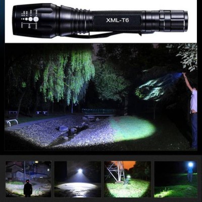 T6 LED taktinis žibintuvėlis - ZOOM SOS stroboskopas -