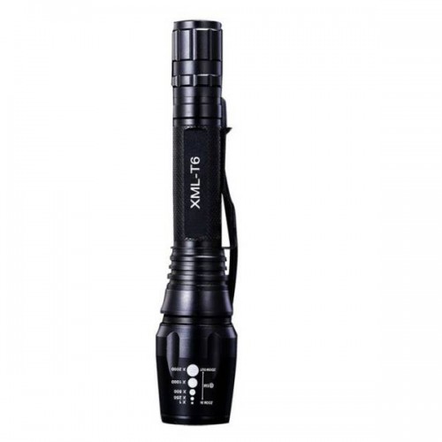 T6 LED taktinis žibintuvėlis - ZOOM SOS stroboskopas -