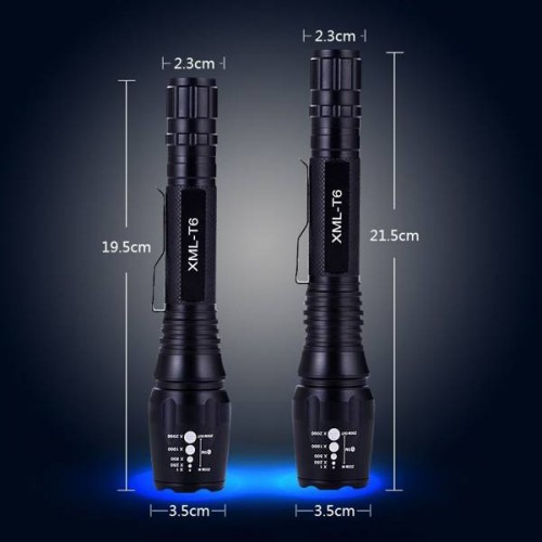 T6 LED taktinis žibintuvėlis - ZOOM SOS stroboskopas -