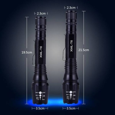 T6 LED taktinis žibintuvėlis - ZOOM SOS stroboskopas -
