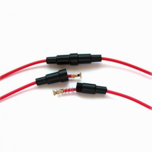 Stiklinis saugiklio laikiklis 5x20 mm - su laidais - šviestuvas