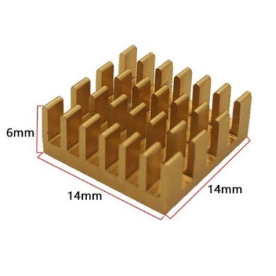 Ekstruzinis aliuminio radiatorius - 14x14x6 mm juodos spalvos -