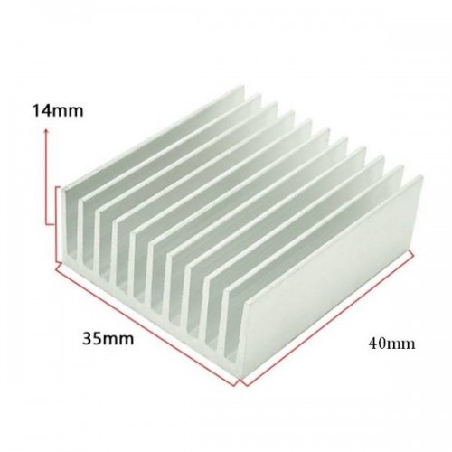 Ekstruzinis aliuminio radiatorius - 40x35x14 mm, sidabrinis -