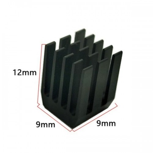 Ekstruzinis aliuminio radiatorius - 9x9x12 mm juodos spalvos -