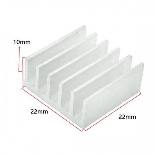 Ekstruzinis aliuminio radiatorius - 22x22x10 mm sidabro spalvos