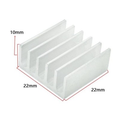 Ekstruzinis aliuminio radiatorius - 22x22x10 mm sidabro spalvos