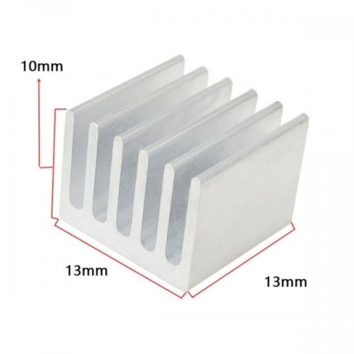 Ekstruzinis aliuminio radiatorius - 13x13x10 mm sidabro spalvos
