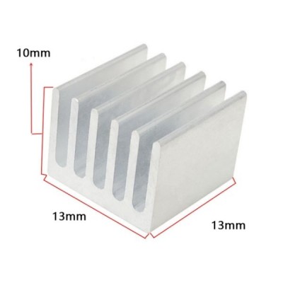 Ekstruzinis aliuminio radiatorius - 13x13x10 mm sidabro spalvos