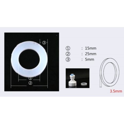 Plokščia silikoninė tarpinė 25/15 mm - 5 vnt - skalbimo mašinos