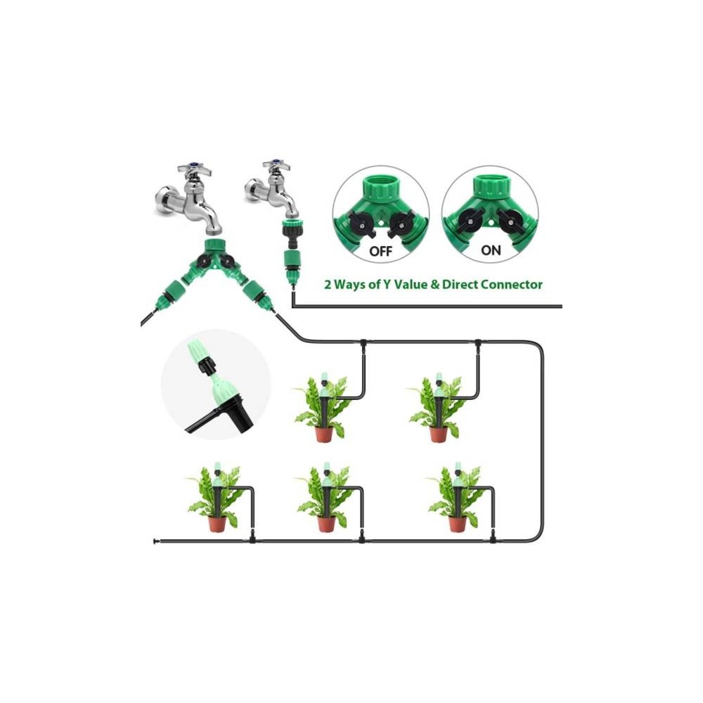 T-taškas su vožtuvais - sodo žarnos jungtis - augalų laistymo T-taškas su vožtuvais - sodo žarnos jungtis - augalų laistymo