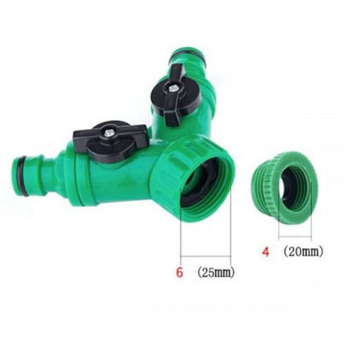 T-taškas su vožtuvais - sodo žarnos jungtis - augalų laistymo T-taškas su vožtuvais - sodo žarnos jungtis - augalų laistymo