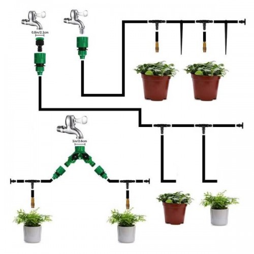 T-taškas su vožtuvais - sodo žarnos jungtis - augalų laistymo T-taškas su vožtuvais - sodo žarnos jungtis - augalų laistymo