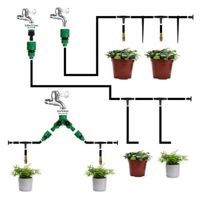 T-taškas su vožtuvais - sodo žarnos jungtis - augalų laistymo