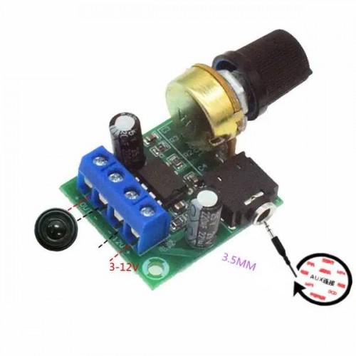 Garso galios stiprintuvo modulis YX1667 - LM386 - 12W - 3-12V