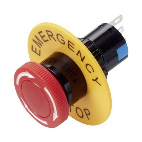 EMERGENCY STOP etiketė - 40 mm - Įspėjamasis saugos mygtuko