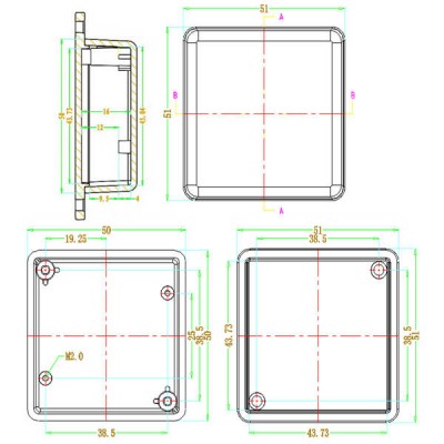 Elektronikos korpusas - 50x50x20 mm - Plastikinė dėžutė -