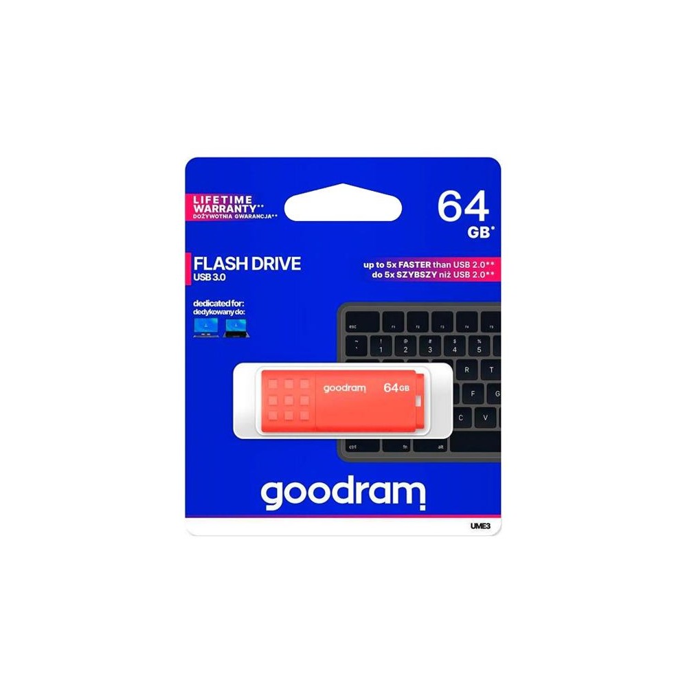 Flash GOODRAM USB 3.0 64GB balta-oranžinė-USB atmintukai