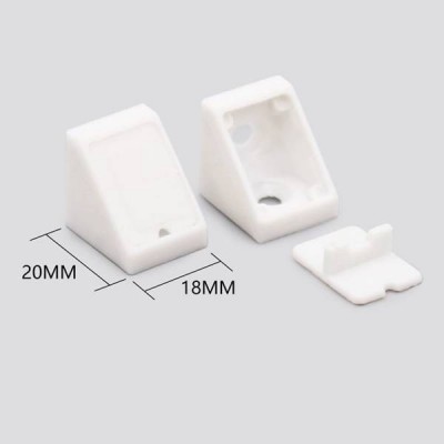 Kampinė jungtis baldams 20x18 mm su dangteliu - balta - Baldų