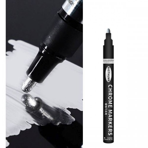Sidabrinis rašiklis 3 mm - CHROME ŽENKLAI - Sidabrinis chromo