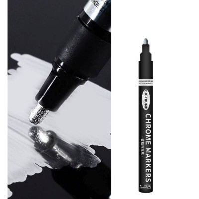 Sidabrinis rašiklis 3 mm - CHROME ŽENKLAI - Sidabrinis chromo