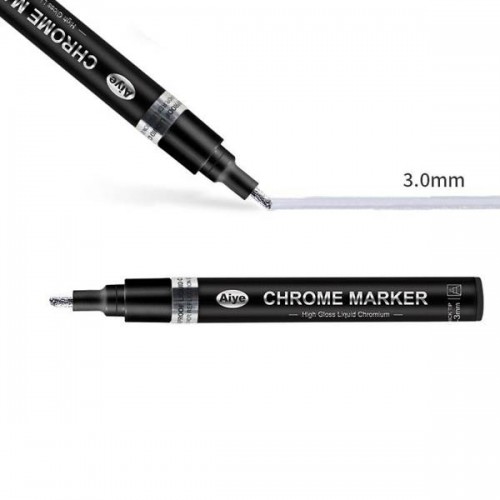 Sidabrinis rašiklis 3 mm - CHROME ŽENKLAI - Sidabrinis chromo
