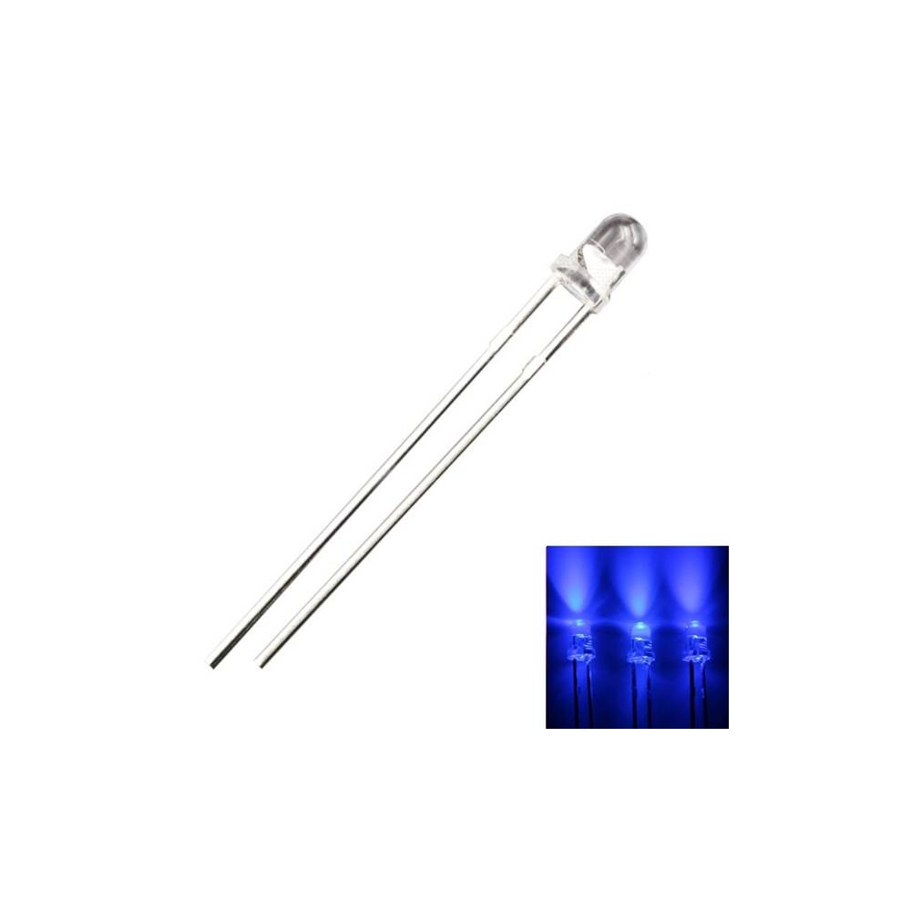 LED 3 mm mėlynos spalvos - ryškus - aiškus 20 mA - 460-465 nm -