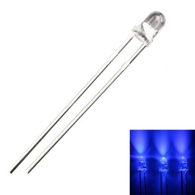 LED 3 mm mėlynos spalvos - ryškus - aiškus 20 mA - 460-465 nm -