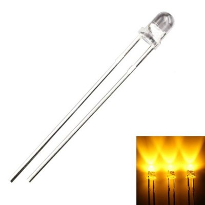 LED 3 mm geltonos spalvos - ryškus - aiškus 20 mA - 588-590 nm