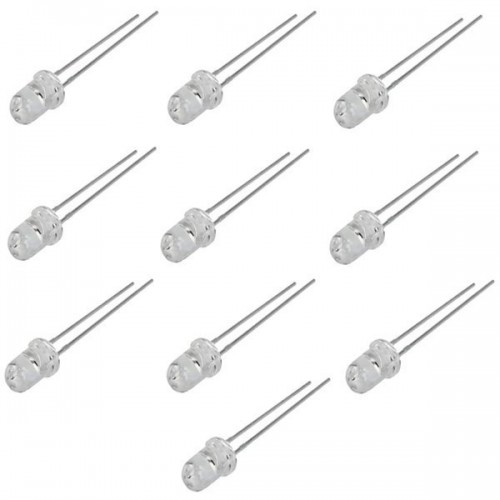 LED 3 mm geltonos spalvos - ryškus - aiškus 20 mA - 588-590 nm