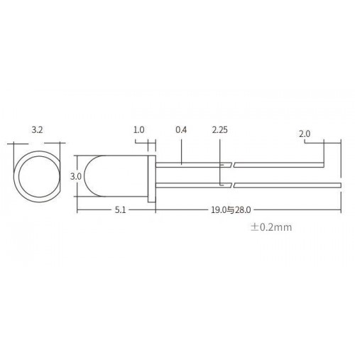 LED 3 mm geltonos spalvos - ryškus - aiškus 20 mA - 588-590 nm