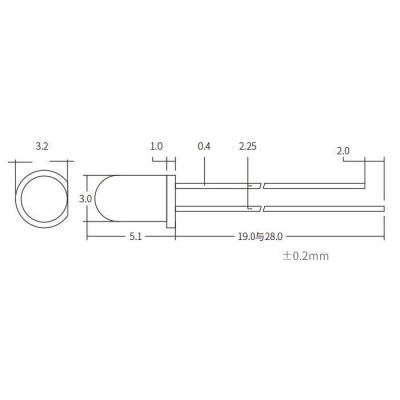 LED 3 mm geltonos spalvos - ryškus - aiškus 20 mA - 588-590 nm