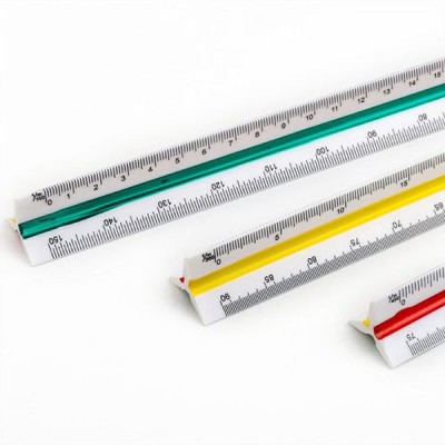 Geodezininko trikampė liniuotė 15 cm - 1:20, 1:25, 1:50, 1:75