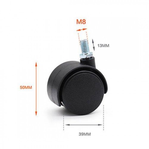 Baldų ratukai, skirti spintelės kėdei 39 mm - 4 vnt - sukamieji