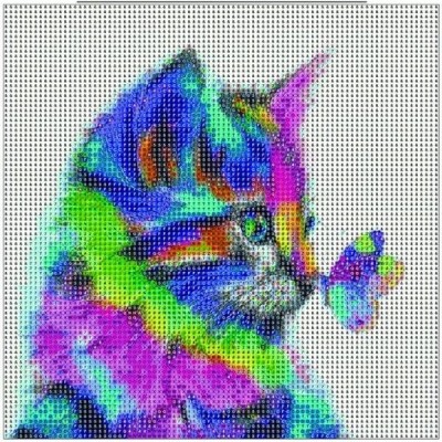3D deimantų siuvinėjimas - 30x30 cm katė J577 - Išgraviruotas