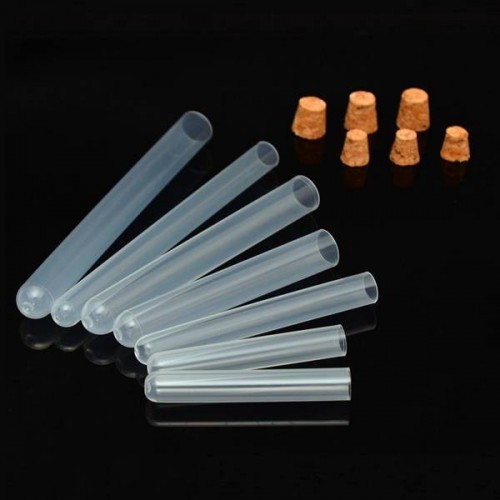 Plastikinis vamzdelis PP 12x100 mm su kamštiniu