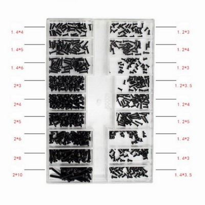 Mini varžtų rinkinys - nuo 1 mm iki 2 mm - 500 vienetų -