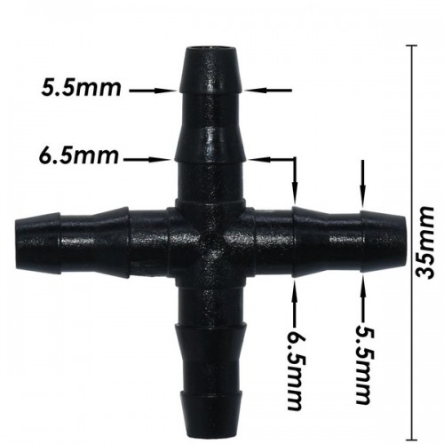 Kryžminė jungtis 4x7 mm - augalų laistymo sistemos adapteris -