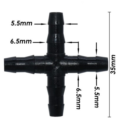 Kryžminė jungtis 4x7 mm - augalų laistymo sistemos adapteris -