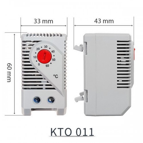 Mini termostatas - 0°-60°C - NC - KTO011 - 230 V AC - atidarymo