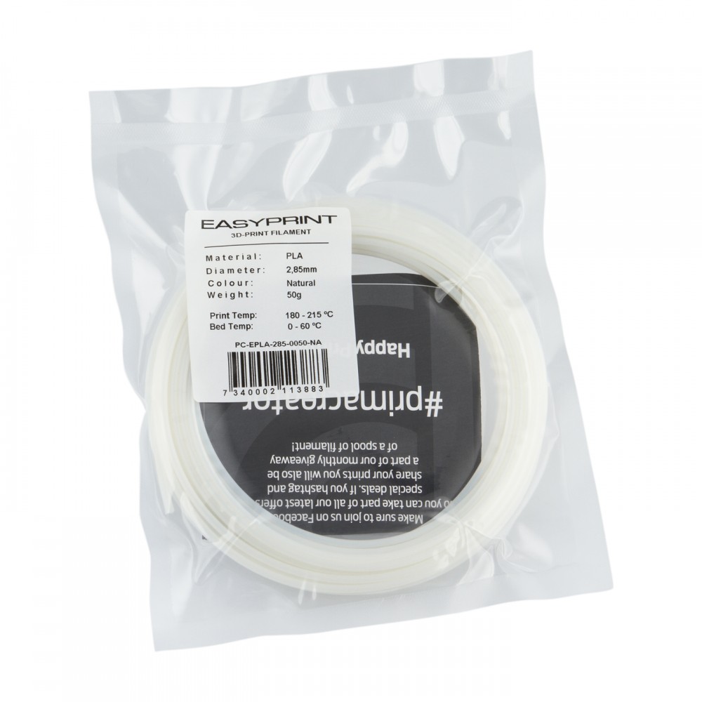 "EasyPrint PLA" pavyzdys - 2.85 mm - 50 g - Natūralus-Prino "EasyPrint PLA" pavyzdys - 2.85 mm - 50 g - Natūralus-Prino