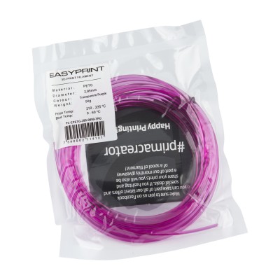 "EasyPrint" PETG pavyzdys - 2.85 mm - 50 g - Skaidri violetinė