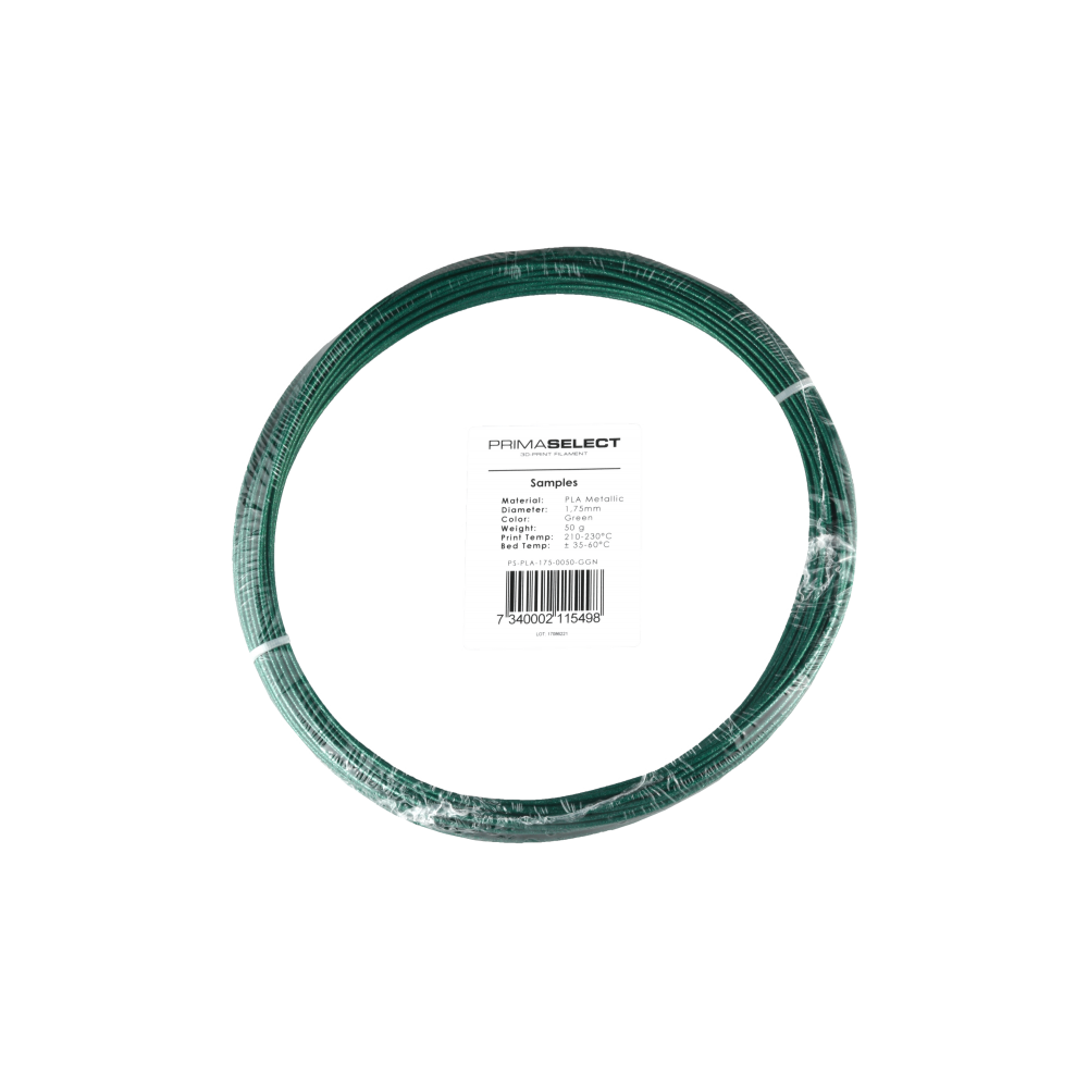 PrimaSelect PLA - 1.75 mm - 50 g - Žalios spalvos metalikas-PLA PrimaSelect PLA - 1.75 mm - 50 g - Žalios spalvos metalikas-PLA