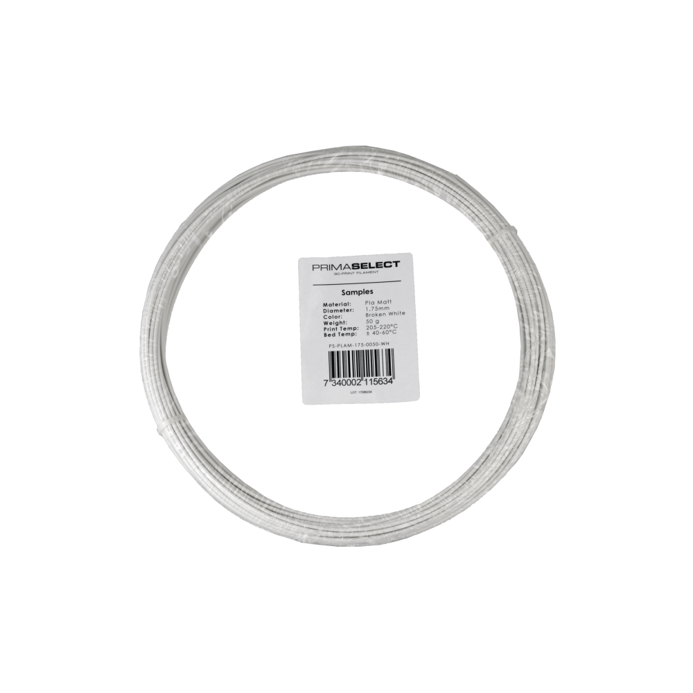 PrimaSelect PLA Matt - 1.75 mm - 50 g - Sulaužytas baltas-Prino PrimaSelect PLA Matt - 1.75 mm - 50 g - Sulaužytas baltas-Prino