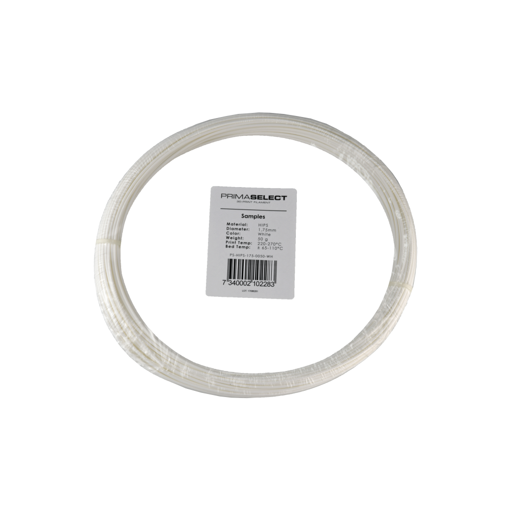 PrimaSelect HIPS - 1.75 mm - 50 g - Balta-Prino PrimaSelect HIPS - 1.75 mm - 50 g - Balta-Prino