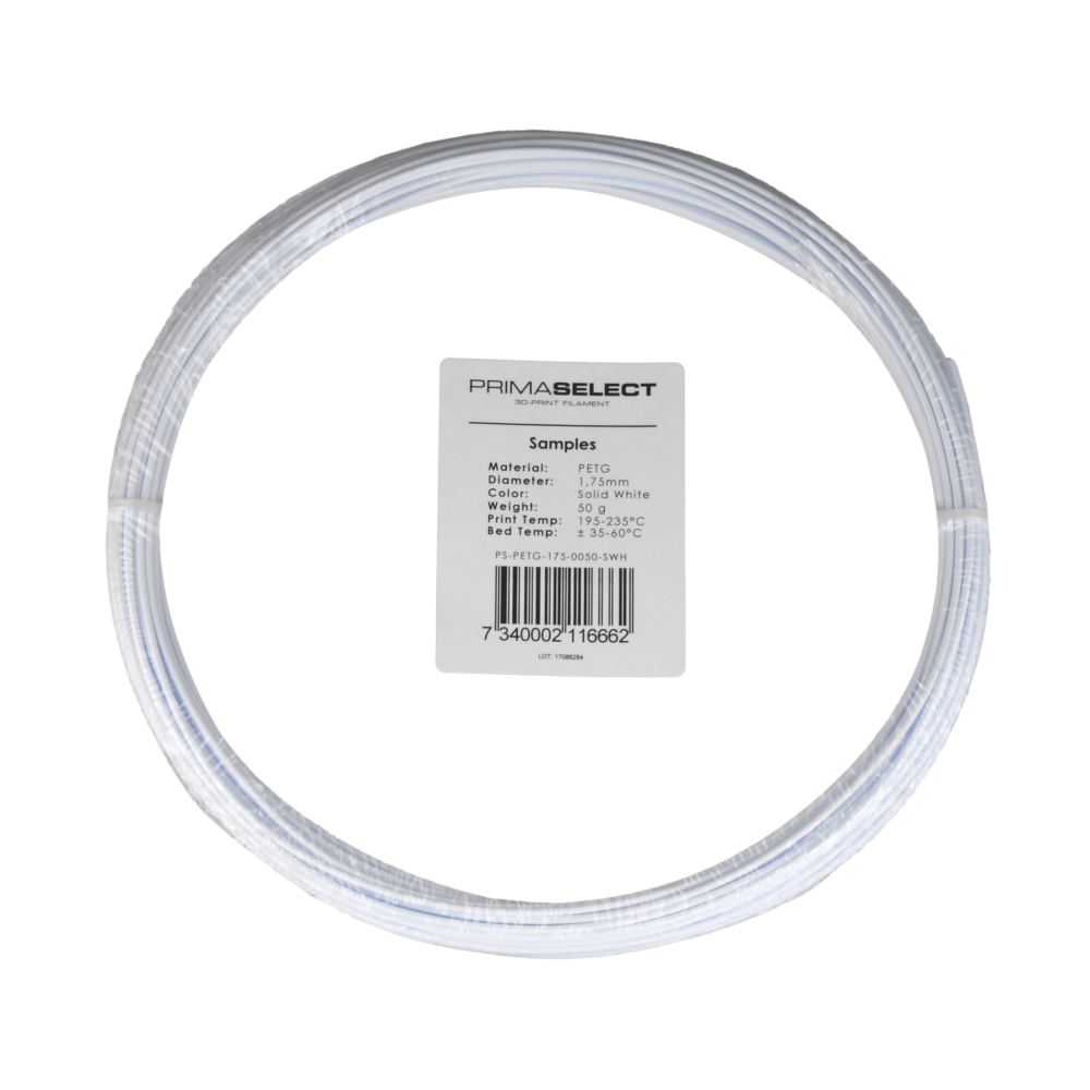 PrimaSelect PETG - 1.75 mm - 50 g - Vientisas baltas-PET-G PrimaSelect PETG - 1.75 mm - 50 g - Vientisas baltas-PET-G